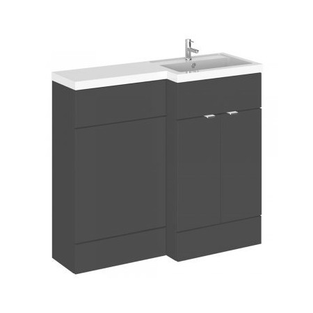 Hudson Reed Fusion Full Depth 1000mm Combination Unit with Basin in Gloss Grey RH