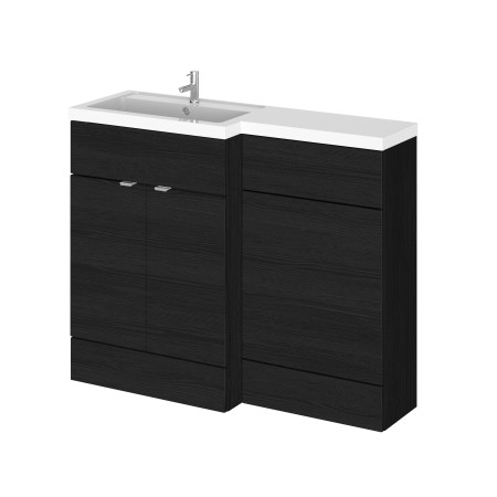Hudson Reed Fusion Full Depth 1100mm Combination Unit with Basin in Charcoal Black Woodgrain LH