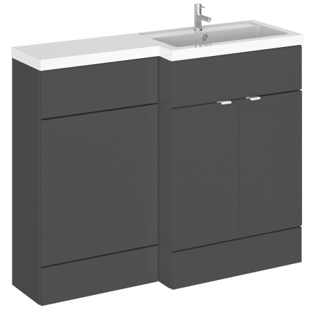 Hudson Reed Fusion Full Depth 1100mm Combination Unit with Basin in Gloss Grey RH