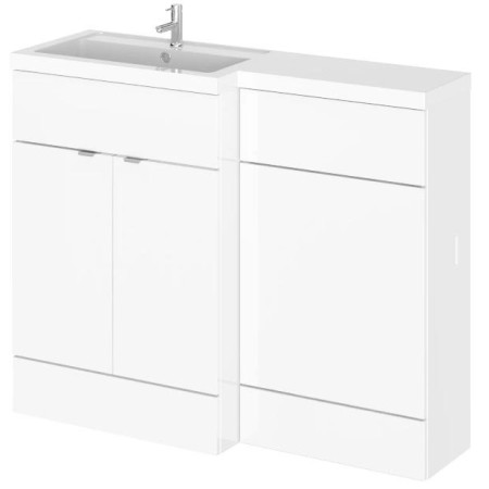 Hudson Reed Fusion Full Depth 1100mm Combination Unit with Basin in Gloss White LH