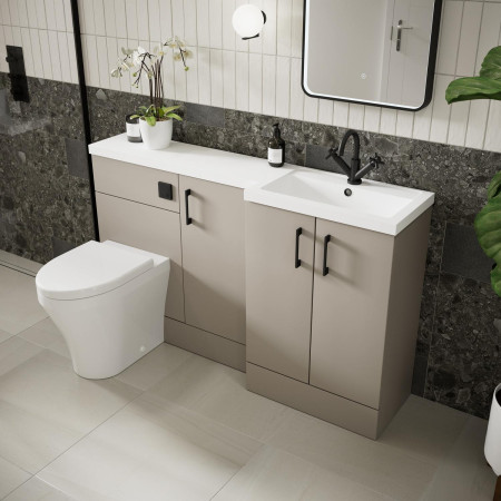 CBI3216 Hudson Reed Fusion Full Depth 1500mm Right Hand Combination Basin Unit in Pebble Grey Lifestyle