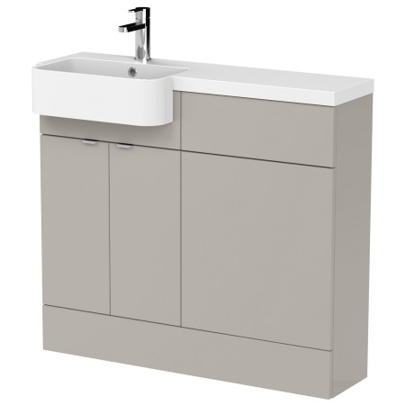 Hudson Reed Fusion Round Semi Recessed 1000mm LH Combination Basin Unit in Pebble Grey