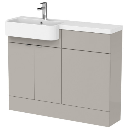 Hudson Reed Fusion Round Semi Recessed 1100mm LH Combination Basin Unit in Pebble Grey
