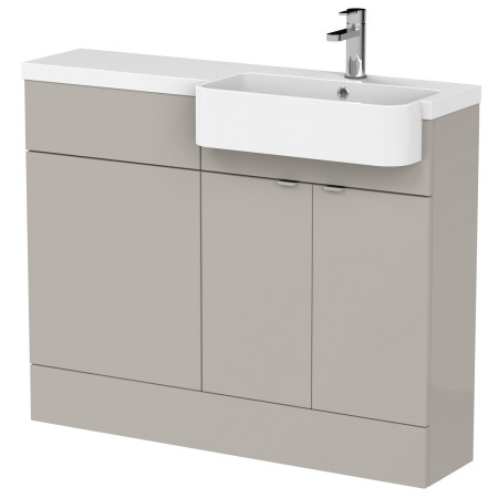 Hudson Reed Fusion Round Semi Recessed 1100mm RH Combination Basin Unit in Pebble Grey