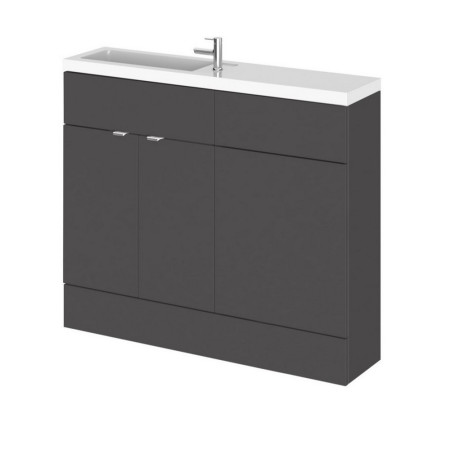 Hudson Reed Fusion Slimline 1000mm Combination Unit in Gloss Grey