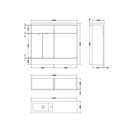 CBI142 Hudson Reed Fusion Slimline 1000mm Combination Unit in Gloss White (2)