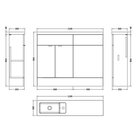 CBI3001 Hudson Reed Fusion Slimline 1100mm Combination Unit in Bleached Oak (2)