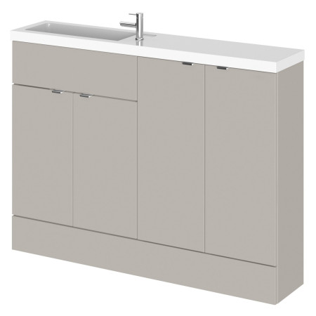 Hudson Reed Fusion Slimline 1200mm Combination Basin Unit with Doors in Pebble Grey