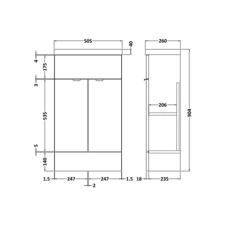 CBI425 Hudson Reed Fusion Slimline 1200mm Combination Unit with Doors in Gloss Grey Mist (2)