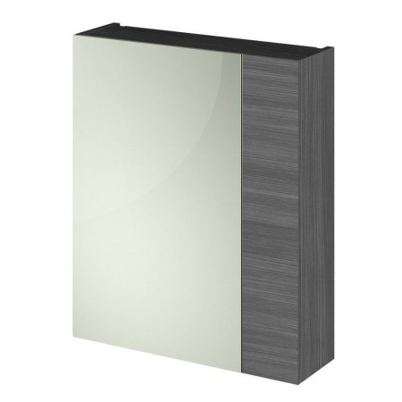 Hudson Reed Fusion Slimline 600mm Mirror Unit in Anthracite Woodgrain