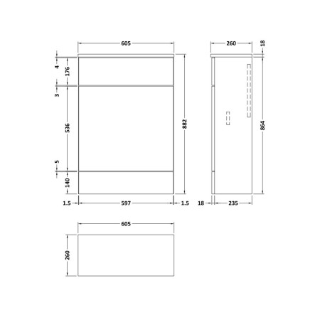 CBI519A Hudson Reed Fusion Slimline 600mm WC Unit in Anthracite Woodgrain (2)