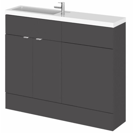 Hudson Reed Fusion Slimline Compact 1100mm Combination Unit with Basin in Gloss Grey