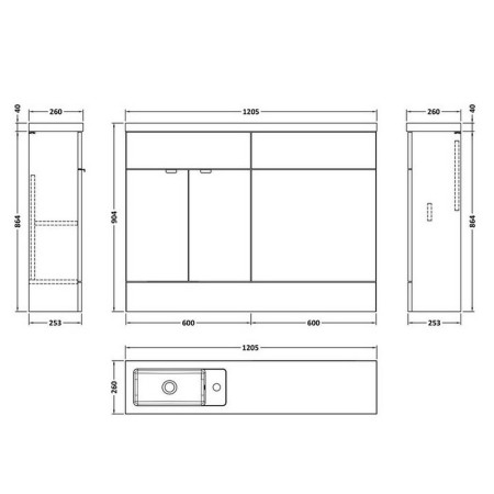 CBI3008 Hudson Reed Fusion Slimline Compact 1200mm Combination Unit in Bleached Oak (2)