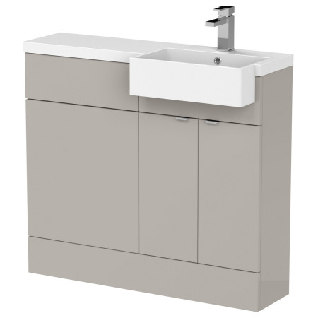 Hudson Reed Fusion Square Semi Recessed 1000mm RH Combination Basin Unit in Pebble Grey