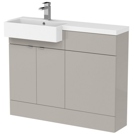 Hudson Reed Fusion Square Semi Recessed 1100mm LH Combination Basin Unit in Pebble Grey