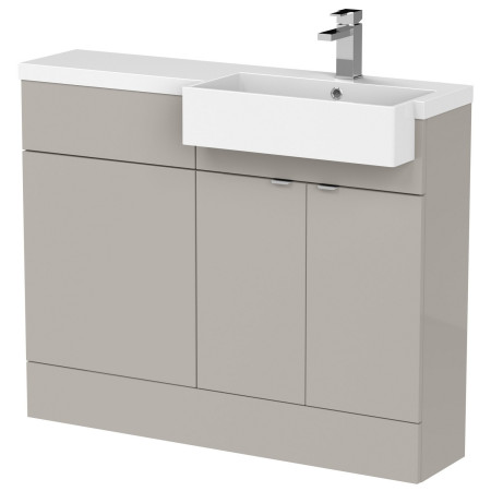 CBI3251 Hudson Reed Fusion Square Semi Recessed 1100mm RH Combination Basin Unit in Pebble Grey