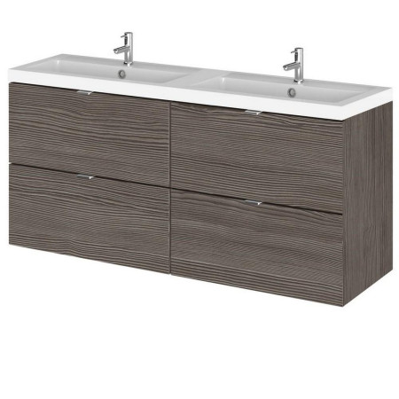 CBI532 Hudson Reed Fusion Wall Hung 1200mm Anthracite Woodgrain Twin Vanity Unit with Drawers (1)