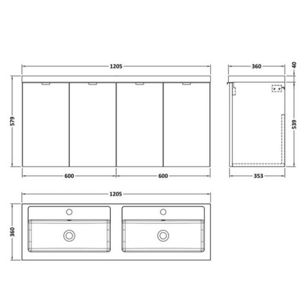 CBI3033 Hudson Reed Fusion Wall Hung 1200mm Bleached Oak Vanity Unit with Doors (2)