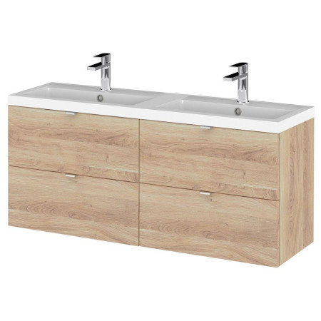 Hudson Reed Fusion Wall Hung 1200mm Bleached Oak Vanity Unit with Drawers