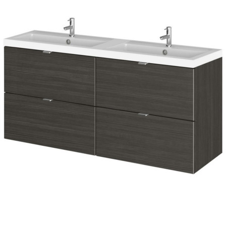 CBI632 Hudson Reed Fusion Wall Hung 1200mm Charcoal Black Twin Vanity Unit with Drawers (1)
