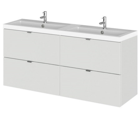 CBI432 Hudson Reed Fusion Wall Hung 1200mm Gloss Grey Mist Twin Vanity Unit with Drawers (1)