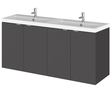 CBI933 Hudson Reed Fusion Wall Hung 1200mm Gloss Grey Twin Vanity Unit with Doors (1)