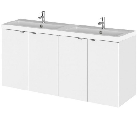 CBI133 Hudson Reed Fusion Wall Hung 1200mm Gloss White Twin Vanity Unit with Doors (1)