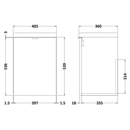 CBI939 Hudson Reed Fusion Wall Hung 400mm Gloss Grey Vanity Unit (2)