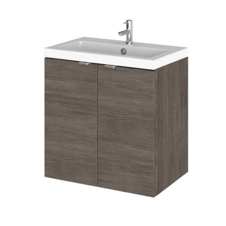Hudson Reed Fusion Wall Hung 500mm Anthracite Woodgrain Vanity Unit with Doors