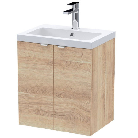 Hudson Reed Fusion Wall Hung 500mm Bleached Oak Vanity Unit with Doors
