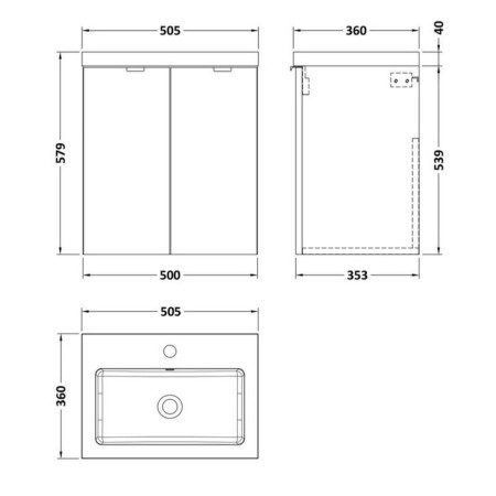 CBI3040 Hudson Reed Fusion Wall Hung 500mm Bleached Oak Vanity Unit with Doors (2)