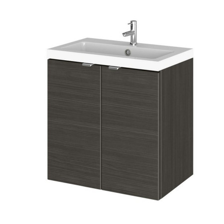 Hudson Reed Fusion Wall Hung 500mm Charcoal Black Vanity Unit with Doors