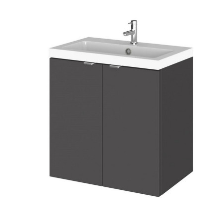 Hudson Reed Fusion Wall Hung 500mm Gloss Grey Vanity Unit with Doors