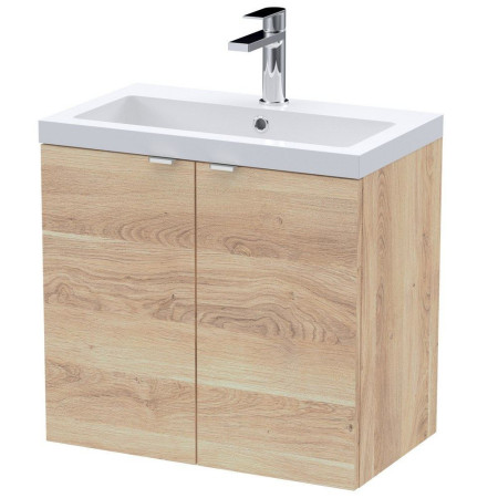 Hudson Reed Fusion Wall Hung 600mm Bleached Oak Vanity Unit with Doors
