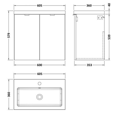CBI3036 Hudson Reed Fusion Wall Hung 600mm Bleached Oak Vanity Unit with Doors (2)