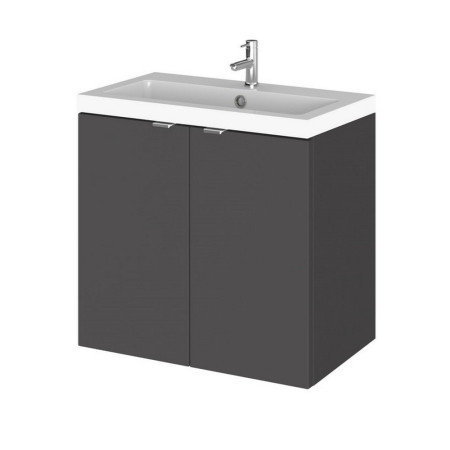Hudson Reed Fusion Wall Hung 600mm Gloss Grey Vanity Unit with Doors