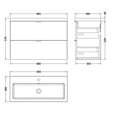 CBI3031 Hudson Reed Fusion Wall Hung 800mm Bleached Oak Vanity Unit (2)