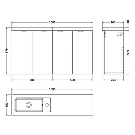 CBI3043 Hudson Reed Fusion Wall Hung Slimline 1000mm Vanity Unit in Bleached Oak (2)