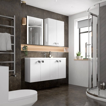 CBI143 Hudson Reed Fusion Wall Hung Slimline 1000mm Vanity Unit in Gloss White (3)