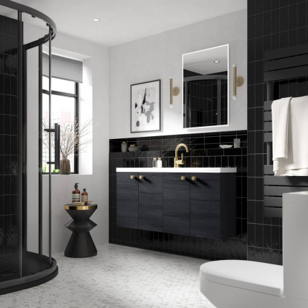 CBI635 Hudson Reed Fusion Wall Hung Slimline 1200mm Vanity Unit in Charcoal Black (4)