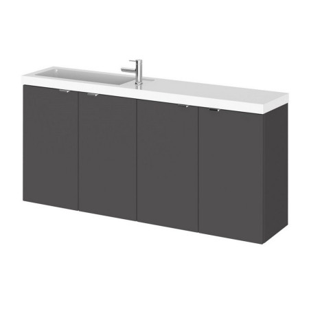 Hudson Reed Fusion Wall Hung Slimline 1200mm Vanity Unit in Gloss Grey