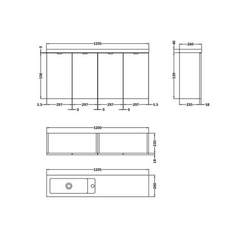 CBI135 Hudson Reed Fusion Wall Hung Slimline 1200mm Vanity Unit in Gloss White (2)