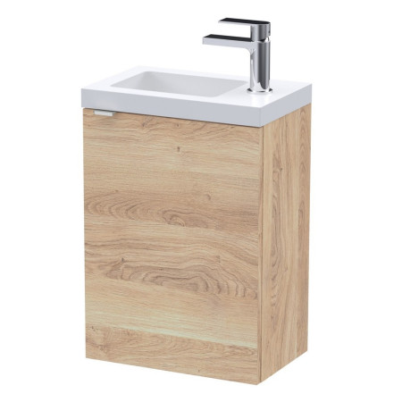 Hudson Reed Fusion Wall Hung Slimline 400mm Vanity Unit in Bleached Oak