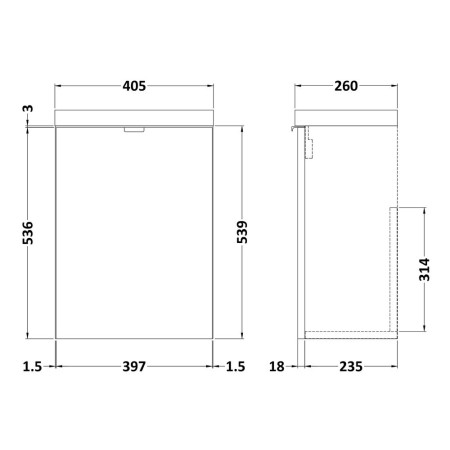 CBI137 Hudson Reed Fusion Wall Hung Slimline 400mm Vanity Unit in Gloss White (2)
