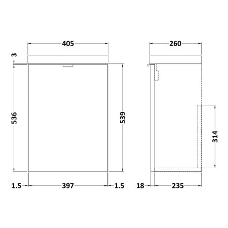 CBI637 Hudson Reed Fusion Wall Hung Slimline 400mm Vanity Unit in Charcoal Black (2)