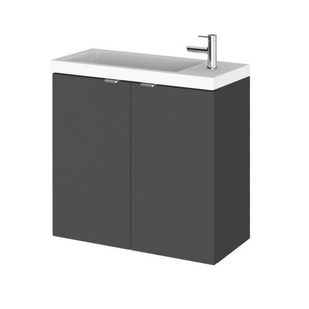 Hudson Reed Fusion Wall Hung Slimline 600mm Vanity Unit in Gloss Grey