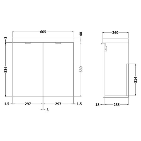 CBI629 Hudson Reed Fusion Wall Hung Slimline 600mm Vanity Unit in Charcoal Black (2)