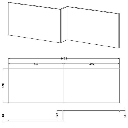 MPC2235 Hudson Reed Graphite Grey 1700mm L Shape Shower Bath Front Panel (2)