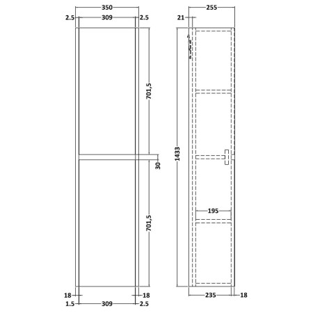 NPH2962 Hudson Reed Havana 350mm Wall Hung Tallboy Unit in Midnight Blue (2)