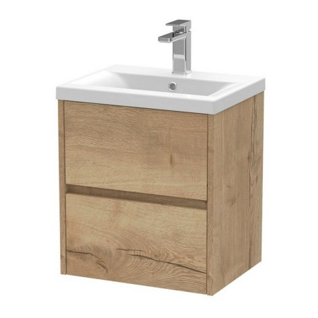 Hudson Reed Havana 500mm Wall Hung Vanity Unit in Autumn Oak